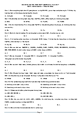 Đề thi thử THPT Quốc gia môn Hóa học năm 2017 - Trường THPT Nông Cống I (Có đáp án)